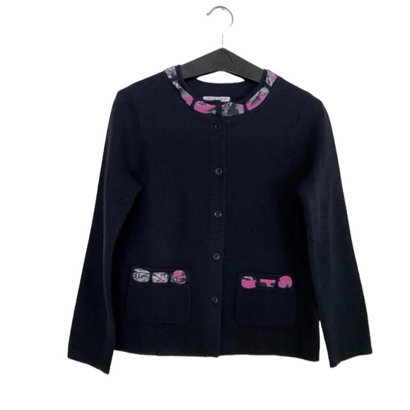 Pendleton plus 3X black cardigan with silk scarf accents nwts - Picture 14 of 14